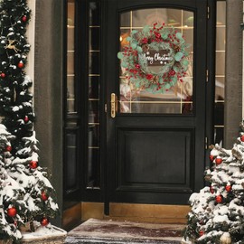 HiiARug 12" Artificial Christmas Wreath Front Door Wreath with Red Berry Pine Cones Christmas Decorations for Winter Xmas Holiday Home Indoor Outdoor Use