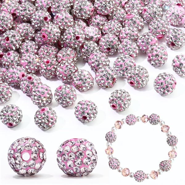 Dowarm 110PCS 10MM Rhinestone Beads for Jewelry Making, Round Polymer
