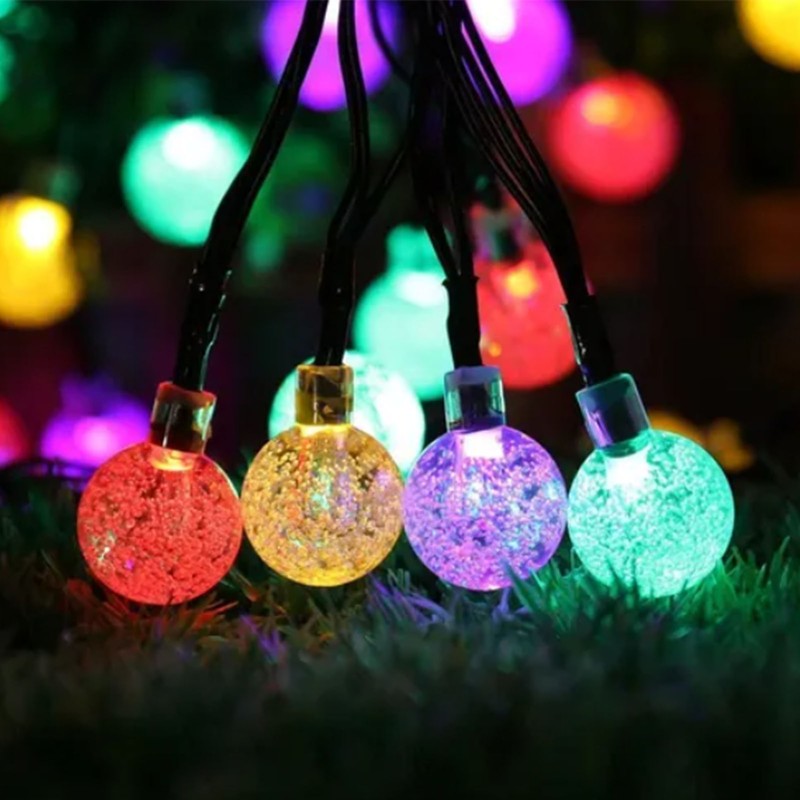 Solar String Lights Outdoor Multicolor 36ft 60 Led Crystal Globe