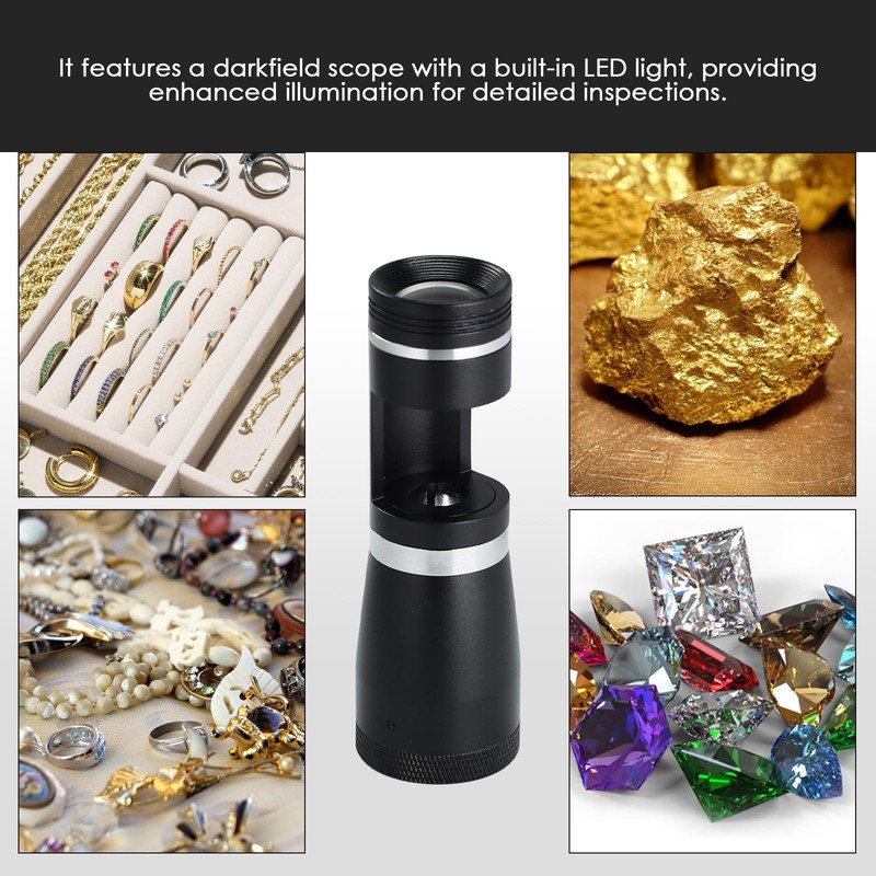 Portable 10x Darkfield Loupe 20.5mm Triplet Lens with LED Light,