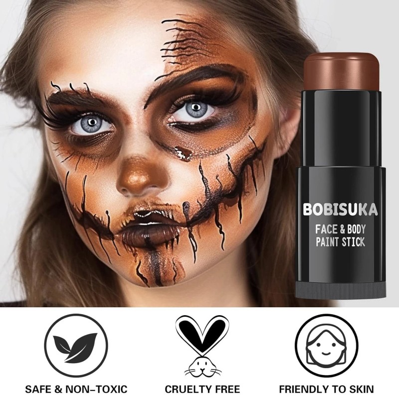 BOBISUKA Brown Face & Body Paint Stick, Waterproof Oil-Based Makeup