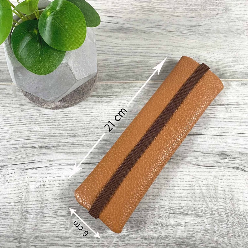 SinnWunder® Real Leather Pencil Case with Elastic Band for Ring