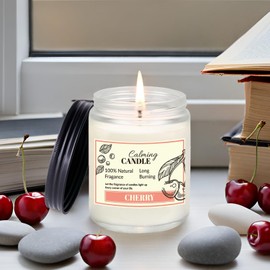 Aromatherapy Candles Gifts Home Scented Soy Candles 7oz for Birthday, Valentine, Christmas, Anniversary Present or Just for Enjoying Life and Personal Relaxation Healing (7oz, Cherry)