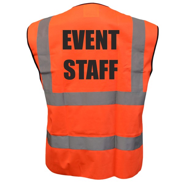 Event Staff Orange Hi Vis Viz Safety Vest Waistcoat Reflective