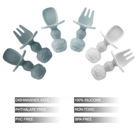 PandaEar 6 Pack Silicone Baby Spoons - Self Feeding Infant Spoons for 6-12 Months Toddlers - Baby Led Weaning Supplies