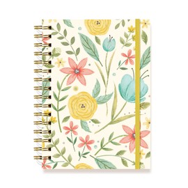 Designer Greetings, Designer Papers Flex Cover Journal with Elastic Band, Spring Flowers - 320 Pages (6” x 8.25”) - Back-to-School Supplies, Creative Writing, Personal Notes