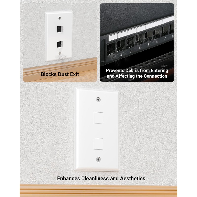 VCE 30-Pack Blank Keystone Jack Inserts for Keystone Wall Plate