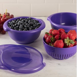 Hutzler 3-in-1 Berry Bowl Keeper, Colander & Container, Keeps Berries Fresh Longer, 1 Quart Capacity (Yellow)
