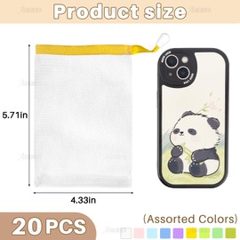 AUEAR, 20 Pack Handmade Soap Exfoliating Mesh Pouch Saver Bag Double Layer Bubble Foam Net Drawstring Holder (Assorted Colors)