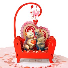 CUTPOPUP Cat Couple, Valentines Day Card Pop Up, Anniversary Card, 3D Popup Greeting Love Card (Cat Couple)