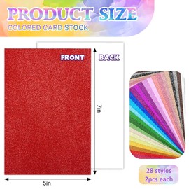 56 Sheets 28 Colors Glitter Cardstock, 5x7in 250gsm/92lb Foil Mirror Shimmering Paper for Arts Crafts, Scrapbooking, Card Making, DIY Projects