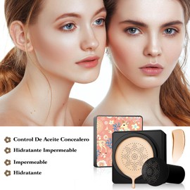 2024 Nuevo Air Cushion CC Cream, Mushroom Head Air Cushion CC Cream,CC Cream Flawless Whalegrass Air Cushion, Maquillaje en Forma de Cabeza de Hongo de Larga Duración Impecable Cojín de Aire (Lvory)
