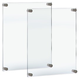 Azar Displays 105530-SLV-2PK Floating Acrylic Wall Frame with Silver Stand Off Caps: 22" x 28" Graphic Size. Overall Frame Size: 26" x 32", Silver (Pack of 2)