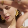 Gold Statement Earrings For Women 18K Gold Plated Sectored Flower