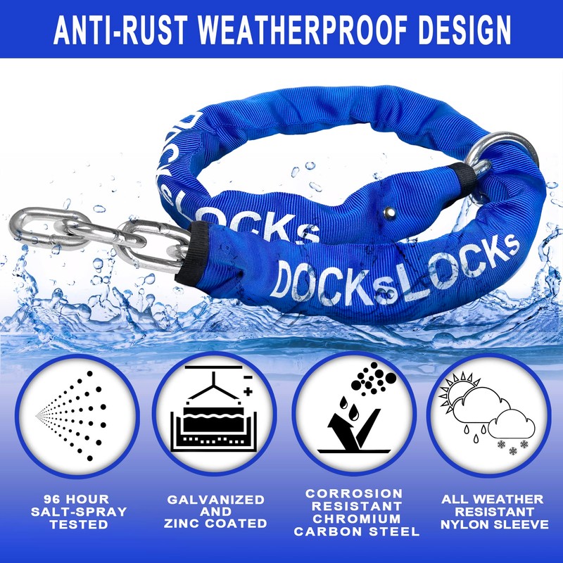 DocksLocks 8mm Security Chain Lock Set (3', 6' or 10')