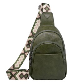 Long Keeper Unisex Schultertasche Sling Bag Brusttasche Kunstleder Crossbody Umhängetasche Sling Rucksack Leder Tasche Reise Outdoor Daypacks für Damen Herren