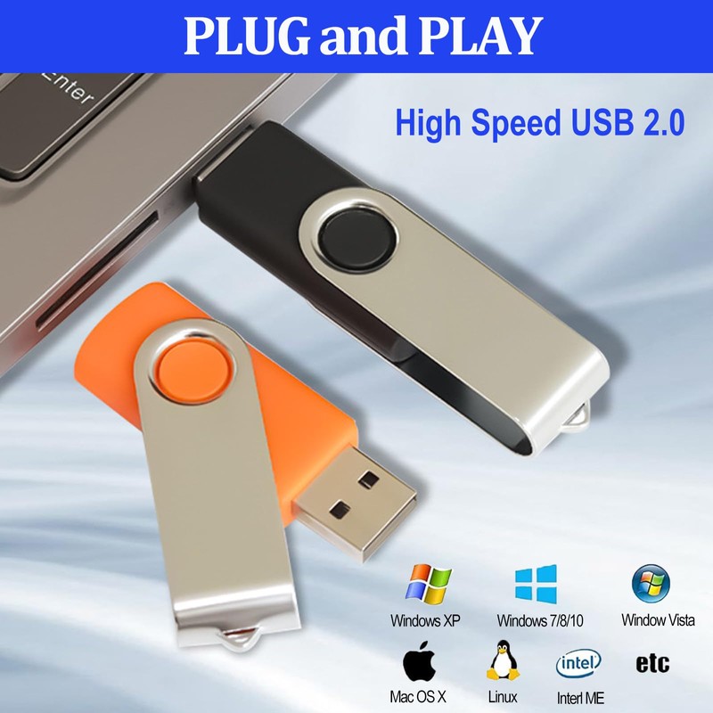 4GB USB Flash Drive Rotating USB 2.0 5 Colours Pack