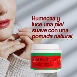 Pomada de Caléndula Altamente Concentrada Pomada Multiusos para Rostro, Manos, Codos, Pies y Labios Hidratación y Regeneración Natural de la Piel Fórmula Suave y Segura 1 Frasco (500 gr)