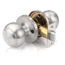 Probrico Brushed Satin Nickel Flat Ball Round Interior Door Handles Round Ball Passage Door Knobs for Hallway Closet Doors Keyless Locksets Door Knobs