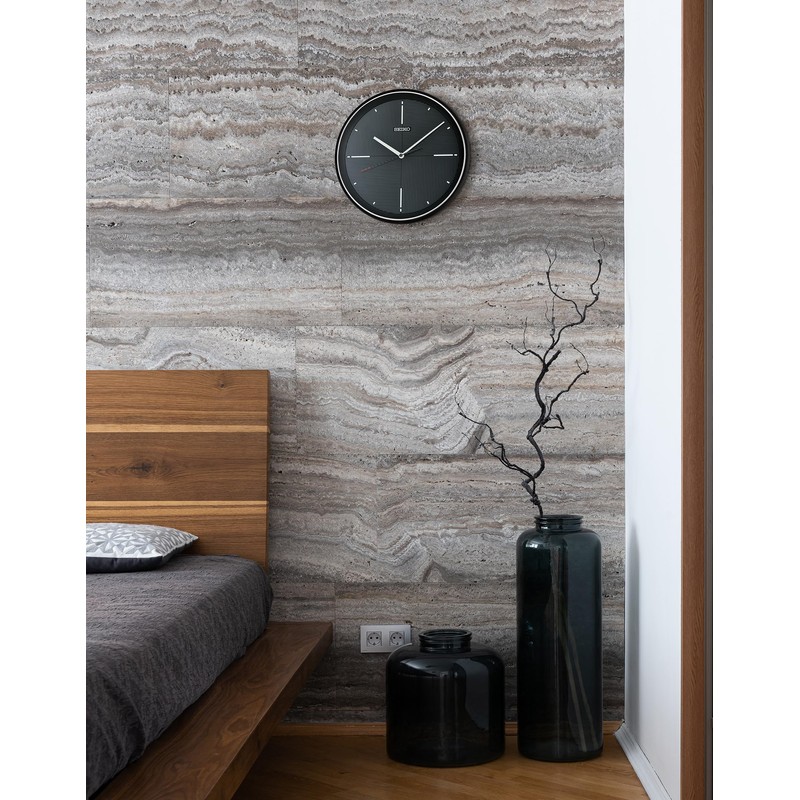 Seiko QXA816KRH Geometric Dial Non Ticking Wall Clock, Black, 13