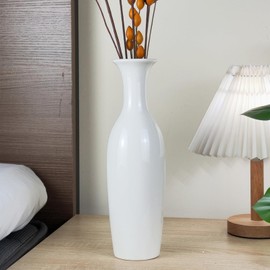 JIDOFUE White Ceramic Vase, Tall Flower Vase, 12 Inches/30 cm Tall Modern Large Textured Floor Vases for Farmhouse, Shelf, Table Centres, Living Room Home Decor, Skinny Vase for Pampas Grass