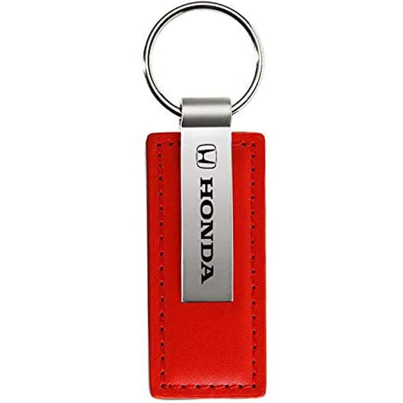 Au-TOMOTIVE GOLD Rectangular Leather Key Chain for Honda (Red)