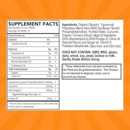 PuraTHRIVE Suplemento de curcumina de oro con DHA y aceite de jengibre por PuraTHRIVE. Micelle Liposomal entrega para máxima absorción. Vegano, última