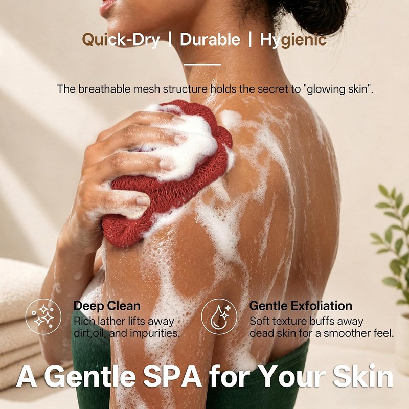 Esponja de red africana para la ducha, 2 esponjas exfoliantes