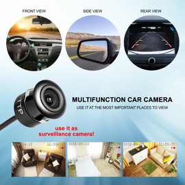 Car Backup Camera, HD Night Vision, 3-in-1 Front/Side/Rear View, Waterproof Universal Fit, Black