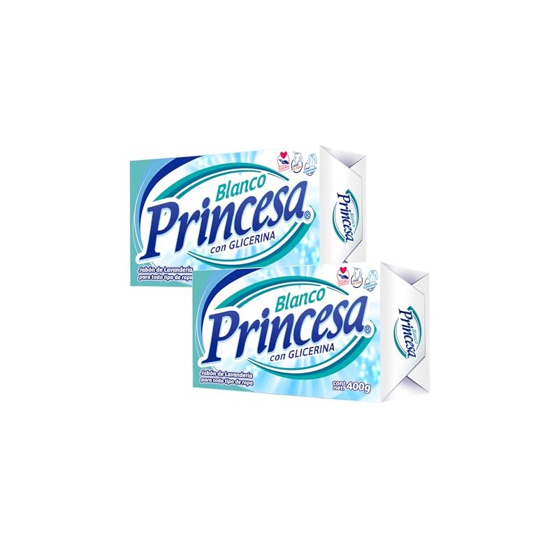 Princesa Jabón Blanco 400g, Paquete de 2 Unidades, Efectivo contra