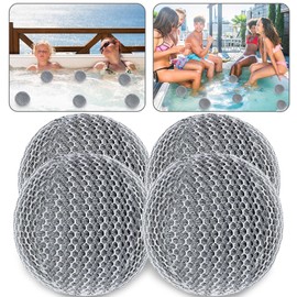 JULMELON Hot Tub Scum Absorber, 4 Pack Spa & Pool Scum Eliminating Balls Reusable Hot Tub Oil Absorbing Sponge Washable Scum Floating Filter to Keep Water Clear for Pool Bath Hot Tub Accessories(Gray)