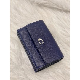 Coach Essential Leather Mini Trifold Wallet in Navy NWT CM437