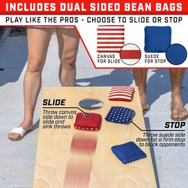 GoSports Dual Sided Cornhole Bean Bags - Slide and Stop Regulation Tournament Bean Bags, Set of 8