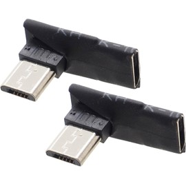 Audio Fan Micro USB Direction Converter Adapter, L-Shape D 90° Converter, Thin USB2.0, High Speed Data Transfer, 480Mbps, 2-Piece Set, Product Size Approx. 0.8 x 0.3 x 0.5 inches (21 x 9 x 13 mm)
