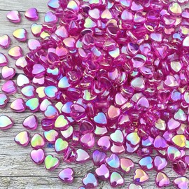 LIMAOLLY 400 PCS Acrylic Heart Shape Beads AB Colors Heart Pony Beads Plastic Loose Spacer Beads for Jewelry Making DIY Bracelet Earring Necklace Key Chains(Rose)