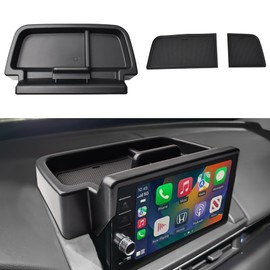TACOBRO Interior Dashboard Storage Organizer Compatible with Honda Pilot 2023 2024 2025 Accessories, Pilot Elite/Touring/TrailSport/EX-L Insert Behind Screen Dash Mounted Holders Box ABS Black Tray