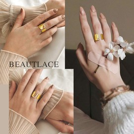 beautlace Letter H Rings Adjustable 18K Gold Plated Initial H Alphabet Open Ring with Cubic Zirconia Jewelry for Men and Women KR0037H