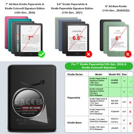 Fintie Kindle Paperwhite (12th Generation, 2024) and Kindle Colorsoft Signature Edition 7" Case, Slim Lightweight PU Leather Protective Case with Auto