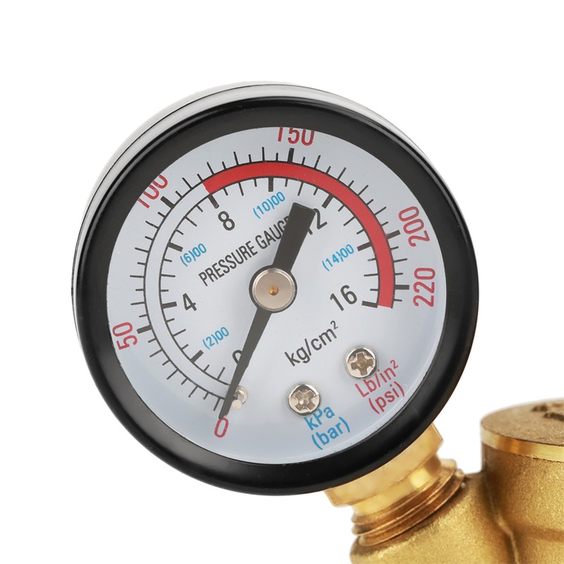 DN25 Brass Adjustable Water Pressure Reducing Regulator Reducer Gauge Meter