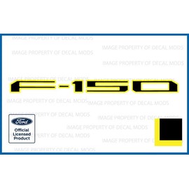 Decal Mods Tailgate (Thin) Decals Stickers (Thin) Letters Kit Insert Indent for Ford F150 (2018-2020) (Black w/Yellow Outline) | FG1R0