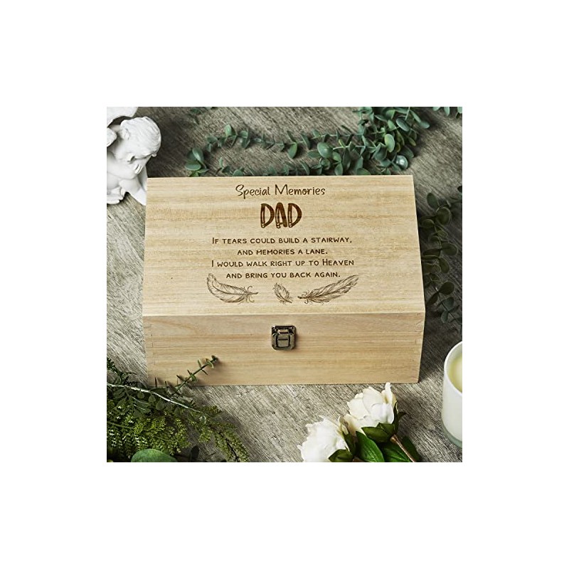 ukgiftstoreonline Dad Remembrance Large Wooden Memory Keepsake Box Gift