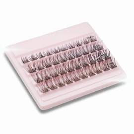 Natural Wispy Volume Lash Clusters - Prebond technology, Clear bond, Ultra-soft & Weightless, Multi-Lengths, Reusable DIY Eyelash Extensions, CC Curl (D21 10-16mm)