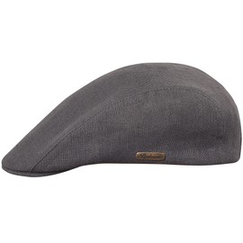 Sterkowski Gecko Flat Cap | 100% Linen Super Light Summer Hat with Cotton Sweatband, Mid-Grey, 58