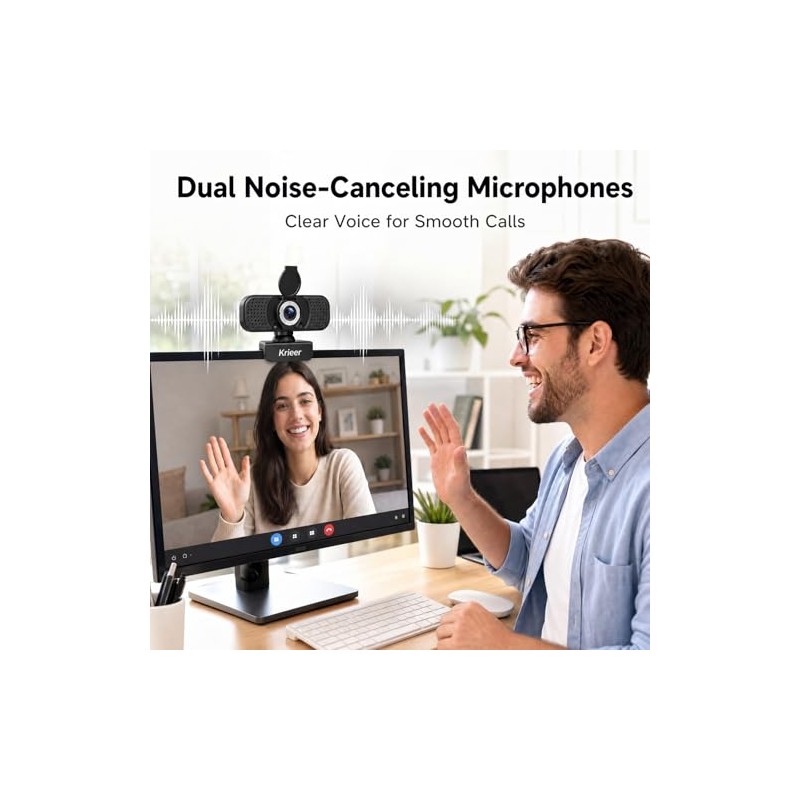 Cámara web HD 4K con micrófono con cancelación de ruido,