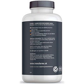 Vitamin C 1000mg | 365 Premium Vegan & Vegetarian Tablets | 12 Month Supply | High Strength Ascorbic Acid Enhanced with 200mg Citrus Bioflavonoids | for Normal Immune System | UK Made by Transforme