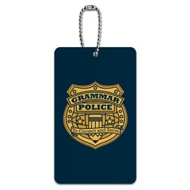 Grammar Police Badge Funny Luggage Card Suitcase Carry-On ID Tag