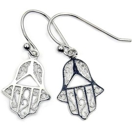 Hamsa Hand Earrings Sterling Silver Hamsa Hand Dangle Earrings