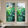 Privacy Window Film Stained Glass Window Blue Green Wave Decorative