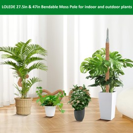 LOLEDE 4 Pack Moss Pole, 27.5 & 47 Inches Bendable Monstera Plant Support, Coco Coir Moss Poles for Climbing Plants, DIY Plant Stick Support Stake Kit for Pothos, Philodendron and Potted Plants,etc.