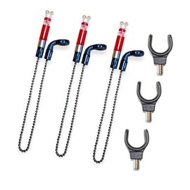 3 GTR+ Bobbins Bite Indicators & 3 Rod Rest for Carp fishing Tackle Bite Alarms and bank sticks (Red)